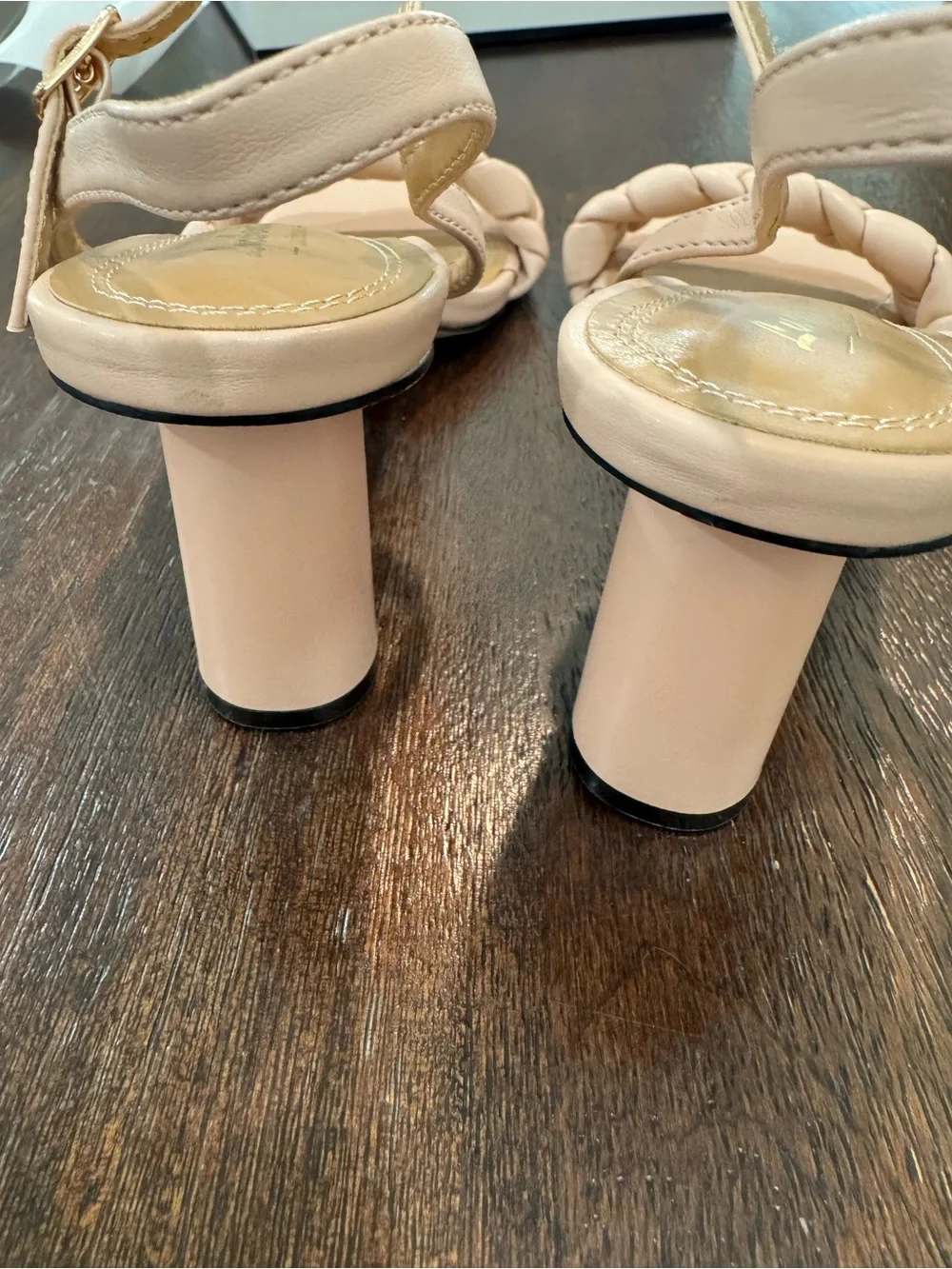 Lucibenita Braided Block Heel Sandal - Nude size 8.5